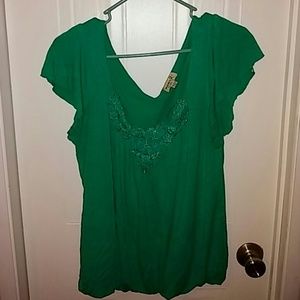 Green V Neck Top